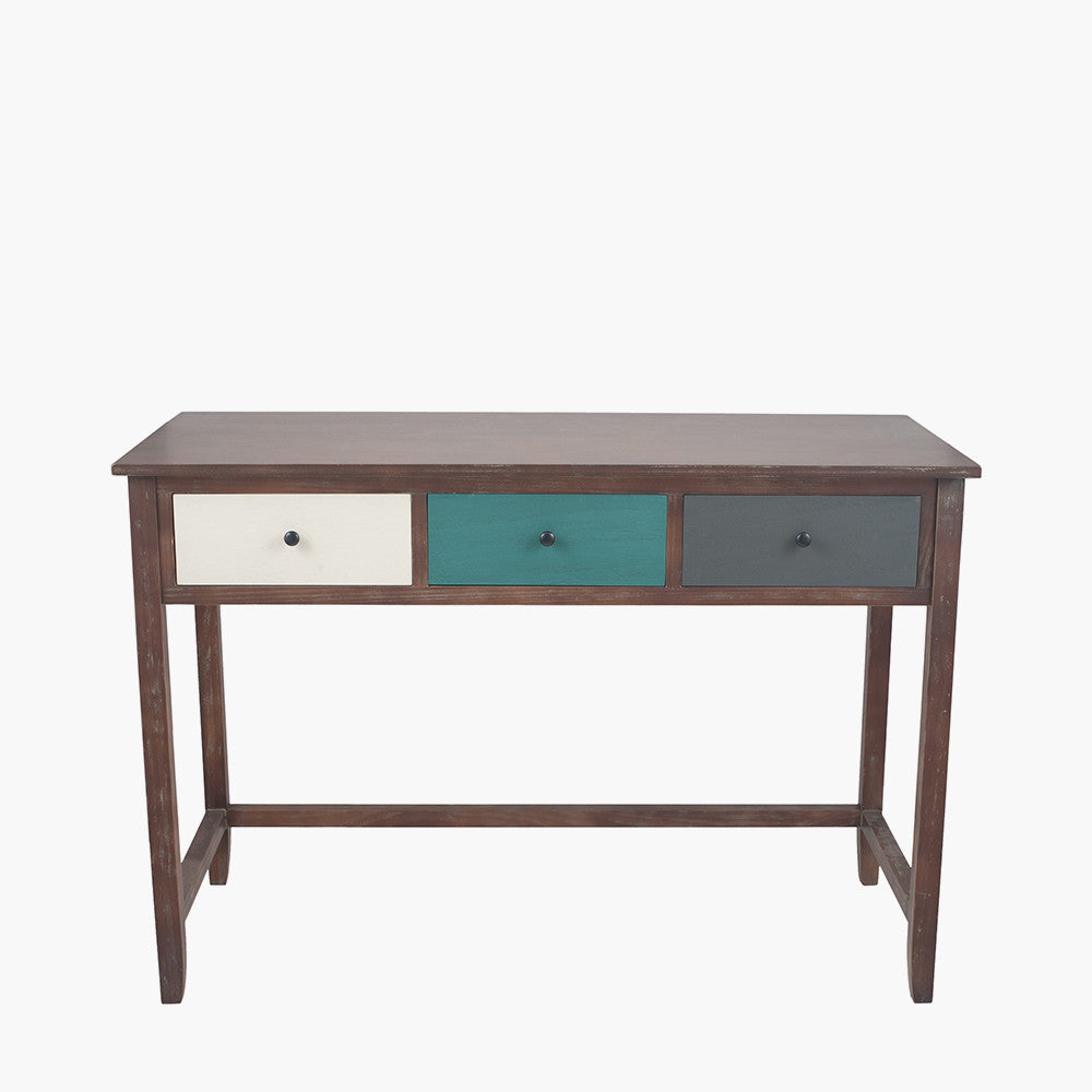 Loft Pine Wood Multicoloured 3 Drawer Desk K/D