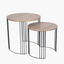 Atri Dark Wood and Black Metal S/2 Round Side Tables