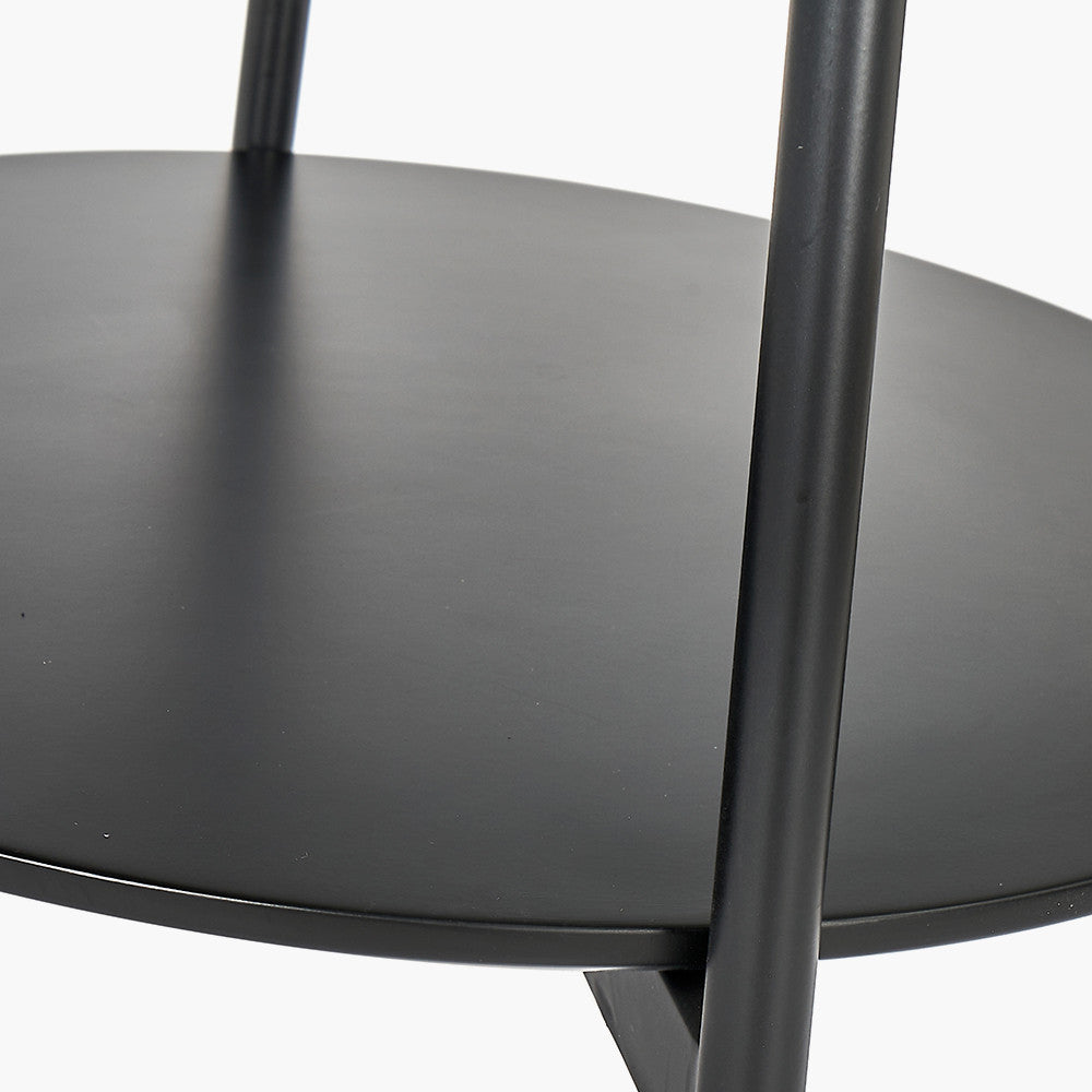 Marchello White Marble Veneer and Black Metal Side Table