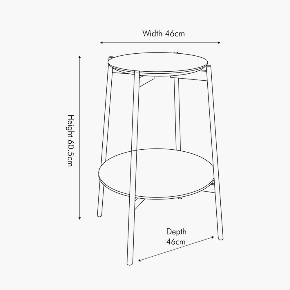 Marchello White Marble Veneer and Black Metal Side Table