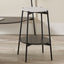Marchello White Marble Veneer and Black Metal Side Table