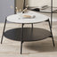 Marchello White Marble Veneer & Black Metal Console Table