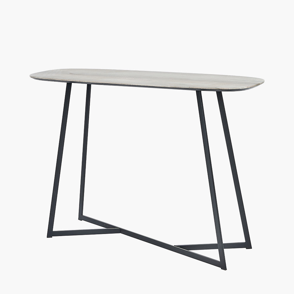 Ukiah Grey Oak Veneer & Black Metal Console Table