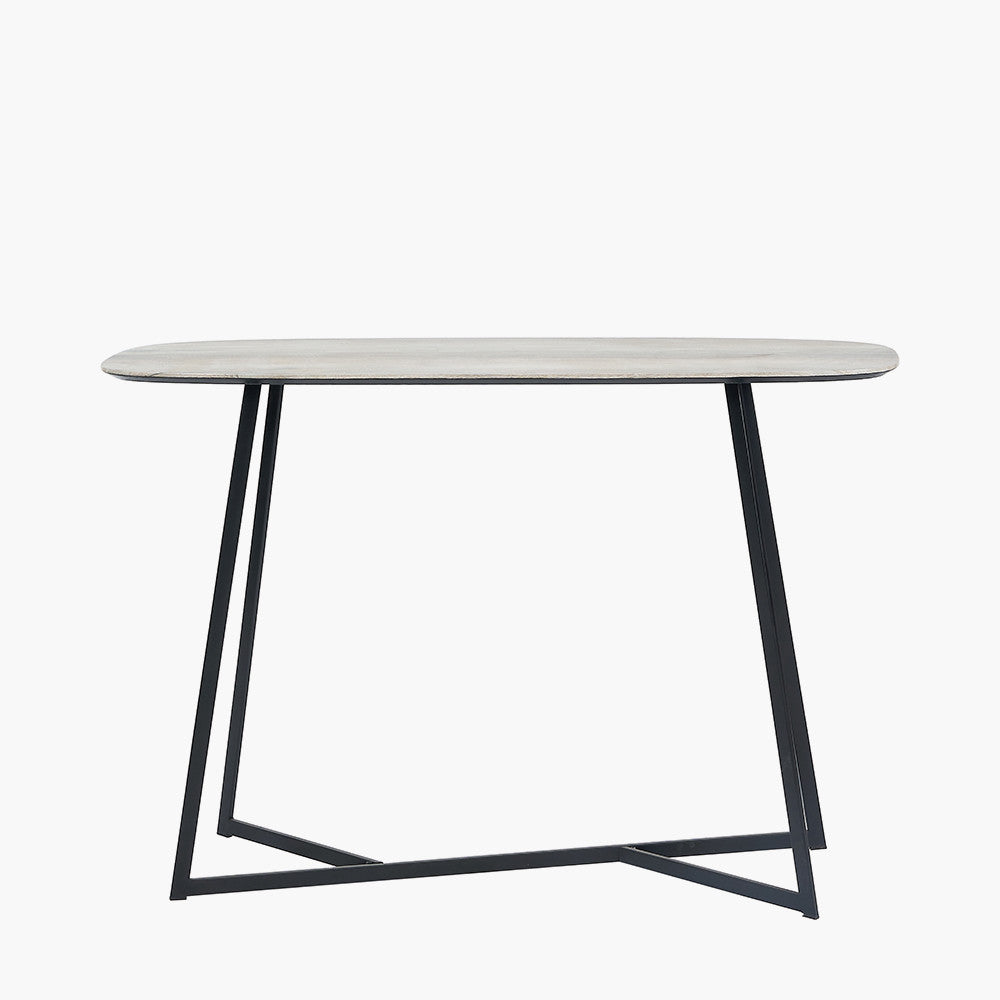 Ukiah Grey Oak Veneer & Black Metal Console Table