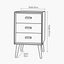 Klee Black Pine Wood 3 Drawer Bedside