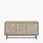 Marca Sand Wash Acacia Wood and Black Metal 3 Door Sideboard