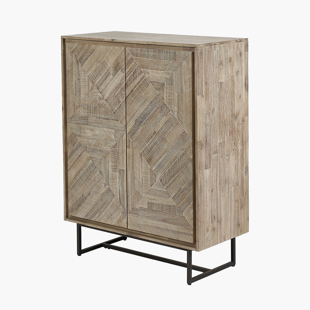 Marca Acacia Wood 2 Door Bar Cabinet