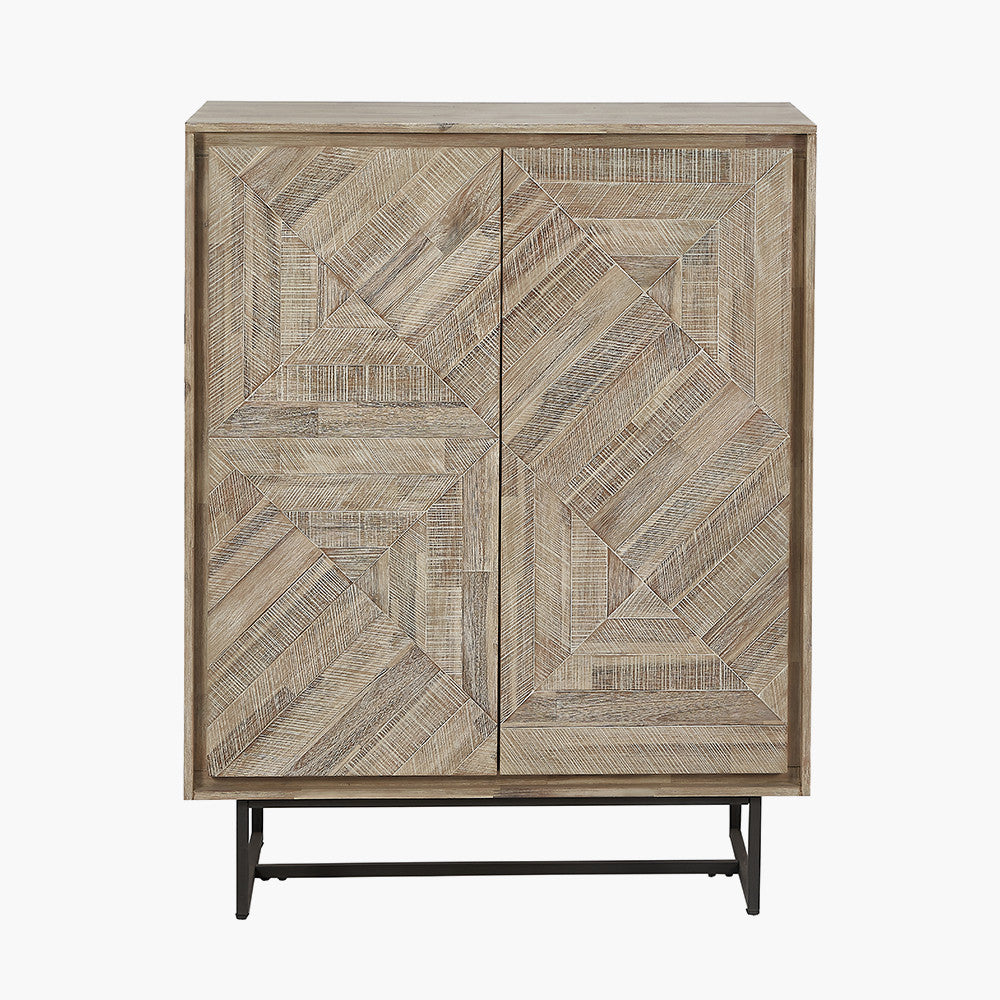 Marca Acacia Wood 2 Door Bar Cabinet