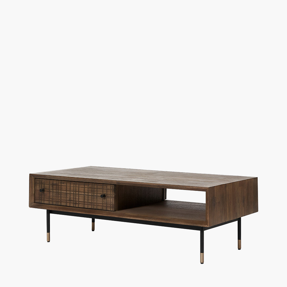 Arte Acacia Wood 2 Drawer Coffee Table