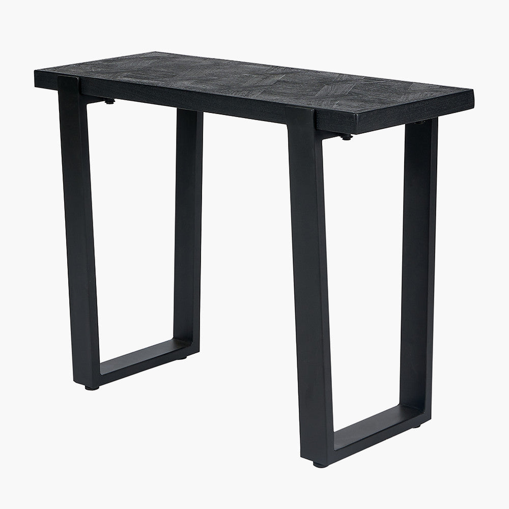 Mashu Matt Black Mango Wood and Iron Console Table