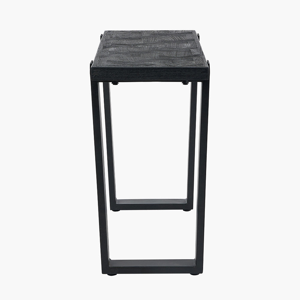 Mashu Matt Black Mango Wood and Iron Console Table