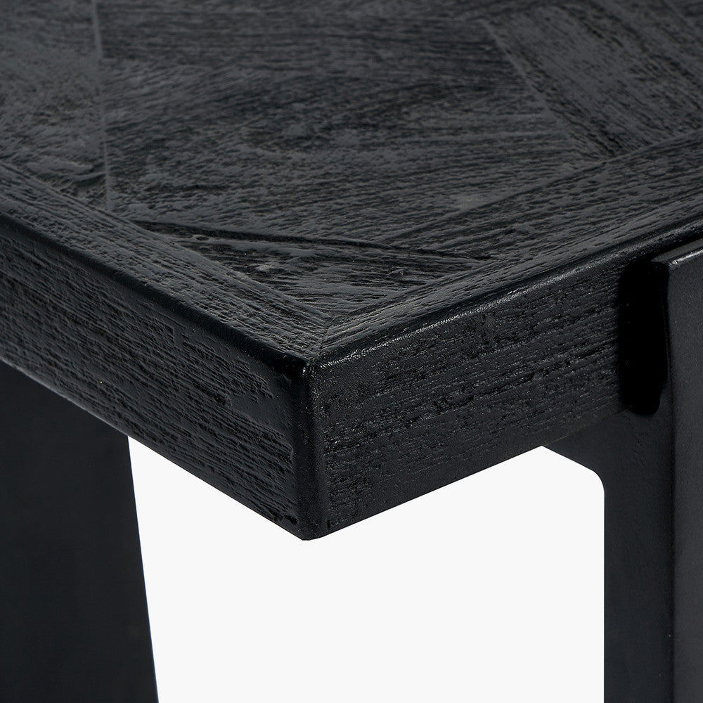 Mashu Matt Black Mango Wood and Iron Console Table