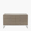 Ambroso Grey Wash Mango Wood and Silver Metal 6 Drawer Unit