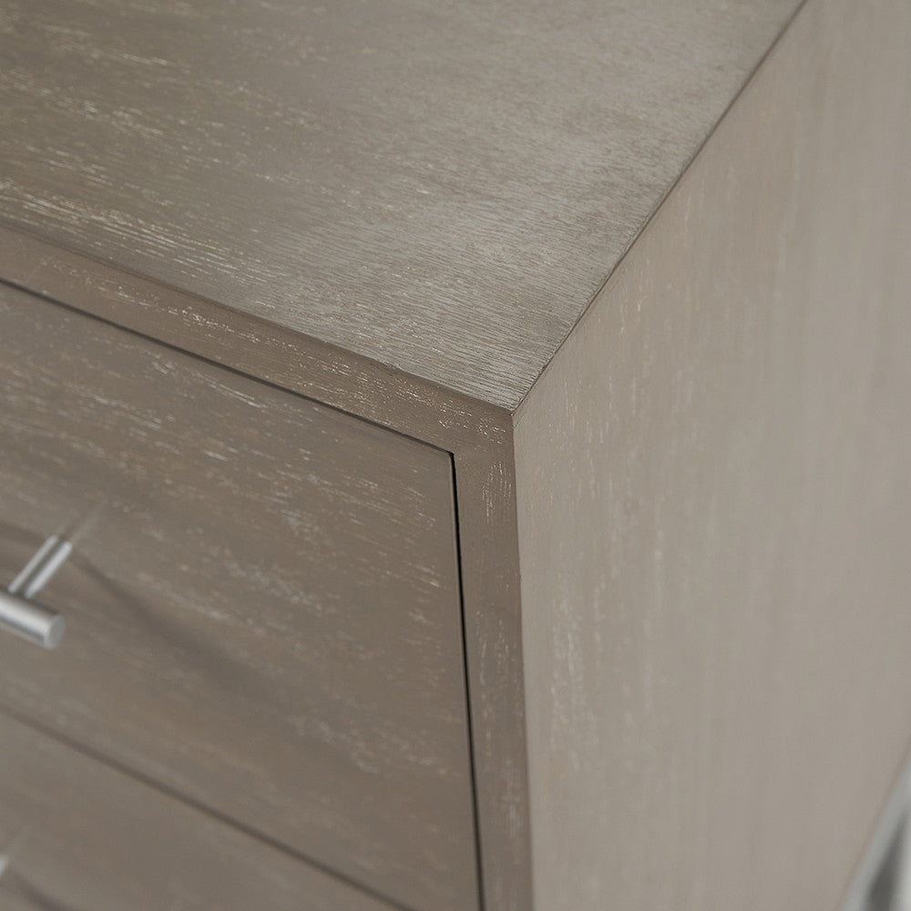 Ambroso Grey Wash Mango Wood and Silver Metal 3 Drawer Unit