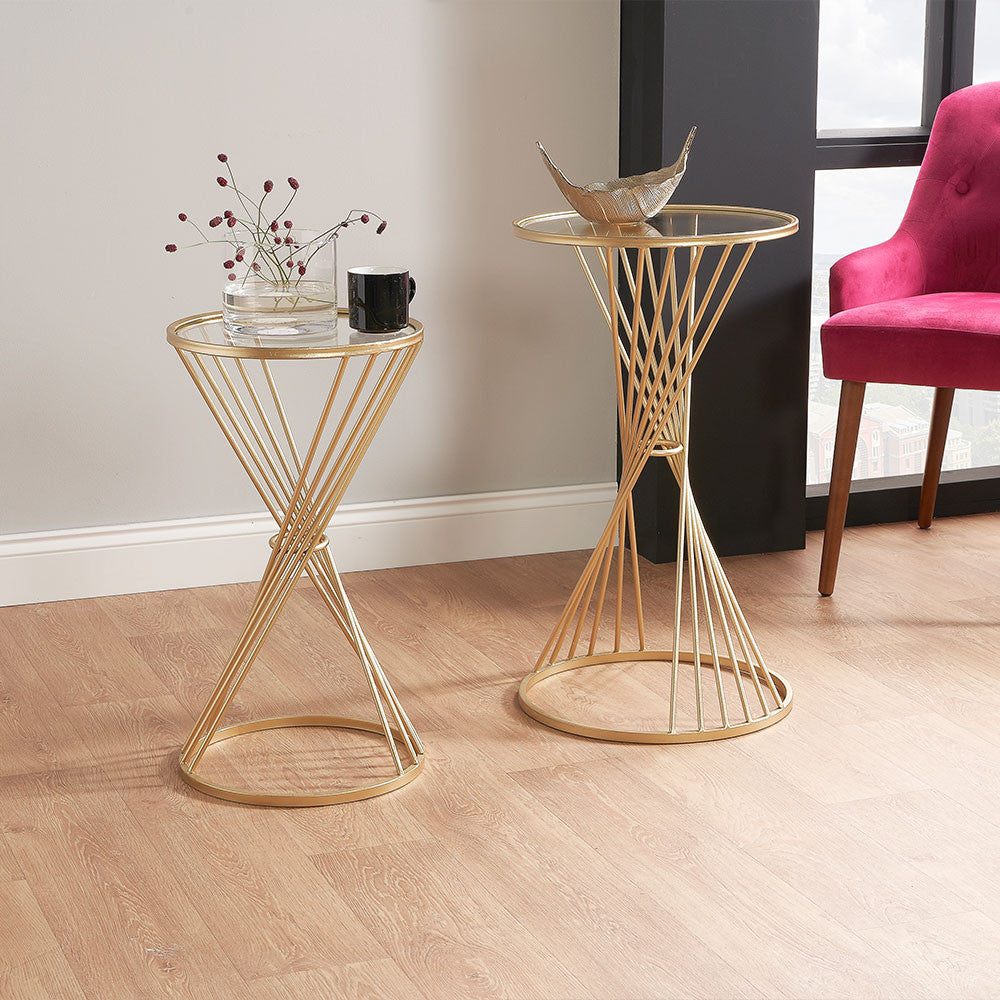 Liberty Glass and Gold Metal Small Table