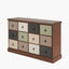 Loft Pine Wood Sage Multicoloured 12 Drawer Unit