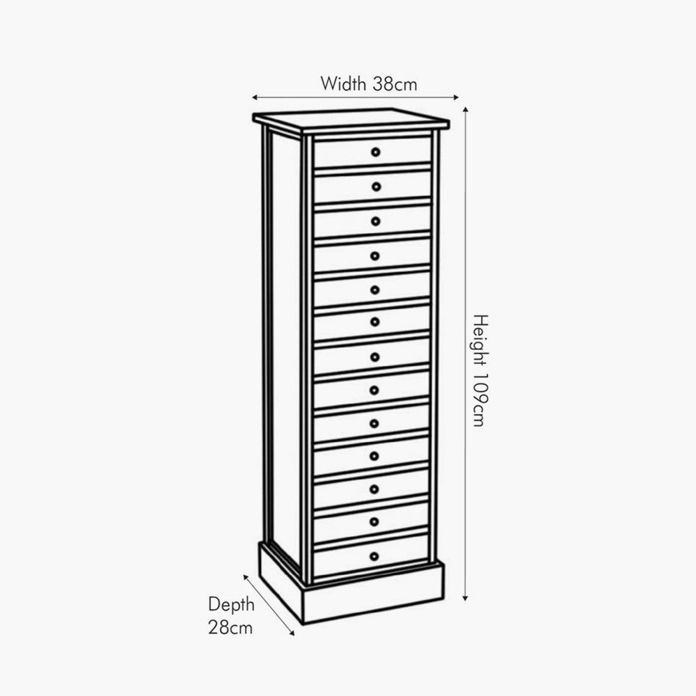 Loft Pine Wood Sage Multicoloured 13 Drawer Unit