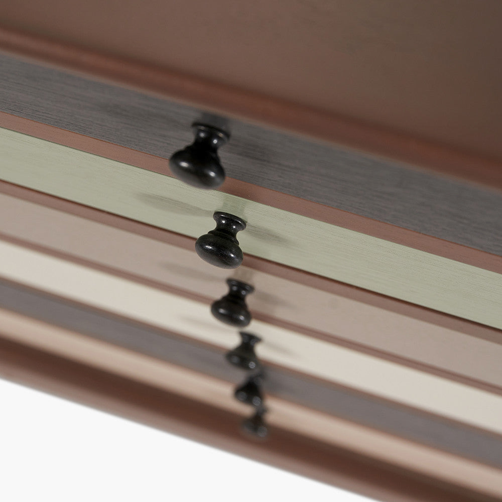 Loft Pine Wood Sage Multicoloured 6 Drawer Unit