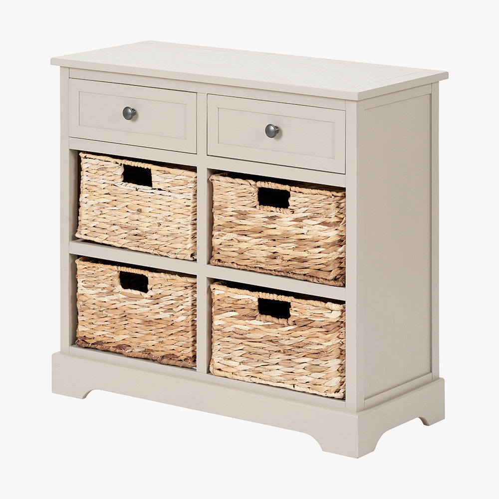 Devonshire Putty Pine Wood 2 Drawer 4 Basket Unit