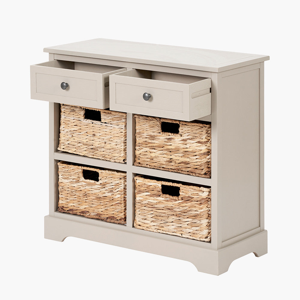 Devonshire Putty Pine Wood 2 Drawer 4 Basket Unit