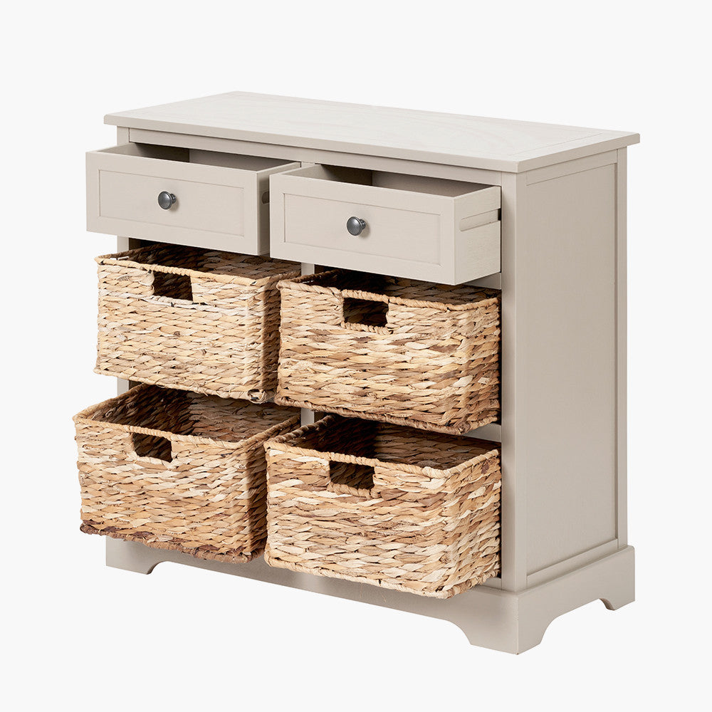 Devonshire Putty Pine Wood 2 Drawer 4 Basket Unit