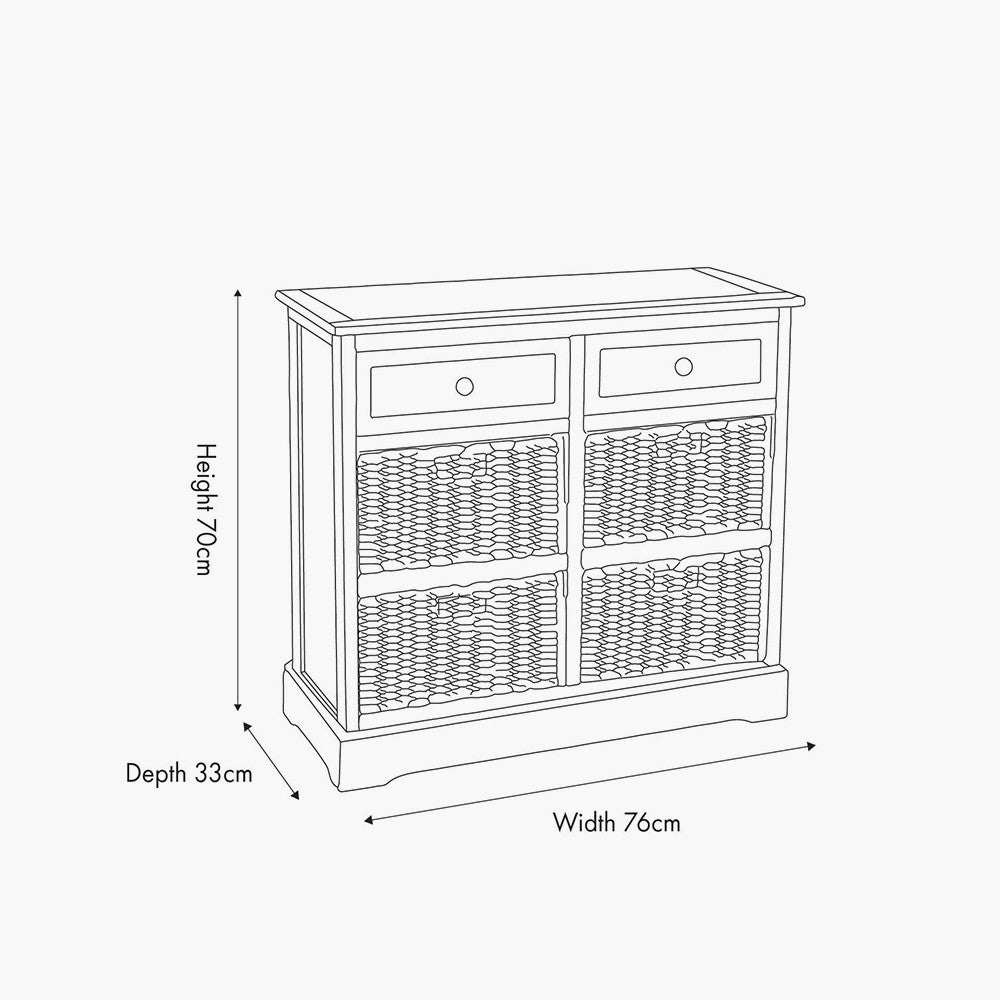 Devonshire Putty Pine Wood 2 Drawer 4 Basket Unit