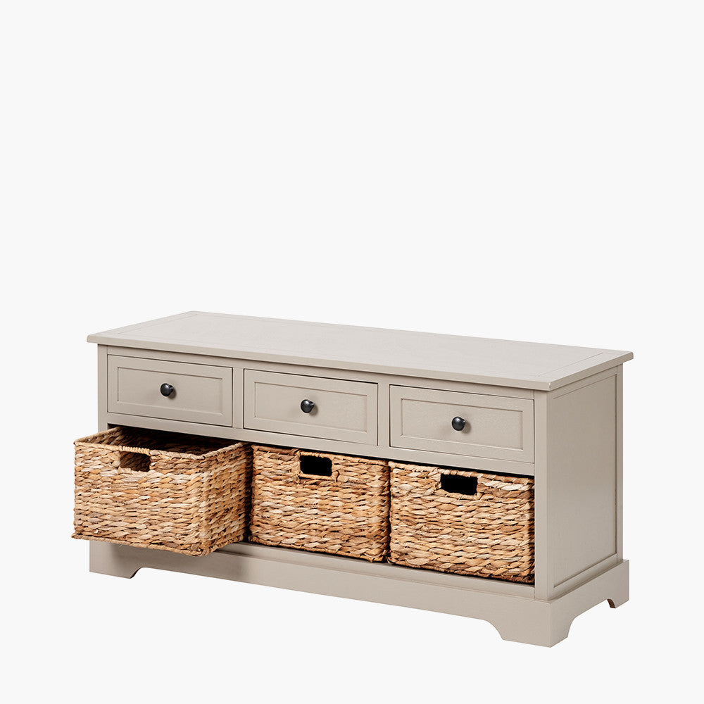 Devonshire Putty Pine Wood 3 Drawer 3 Basket Unit