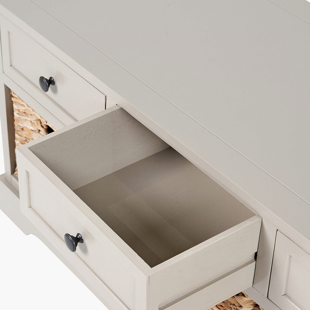 Devonshire Putty Pine Wood 3 Drawer 3 Basket Unit
