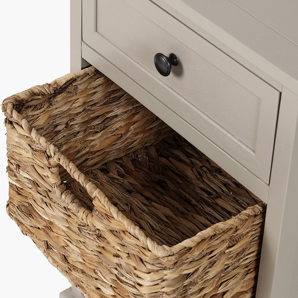 Devonshire Putty Pine Wood 1 Drawer 2 Basket Unit