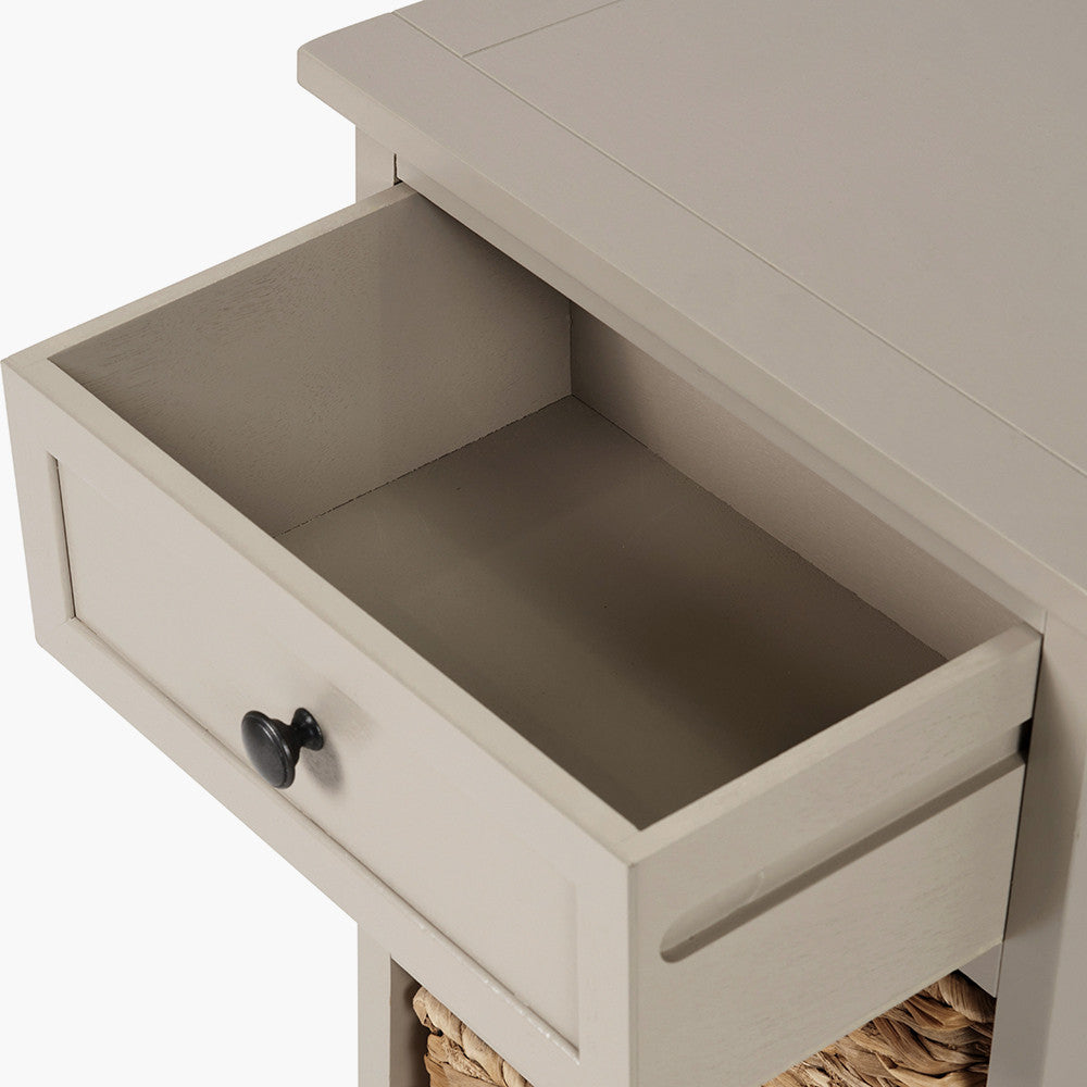Devonshire Putty Pine Wood 1 Drawer 2 Basket Unit