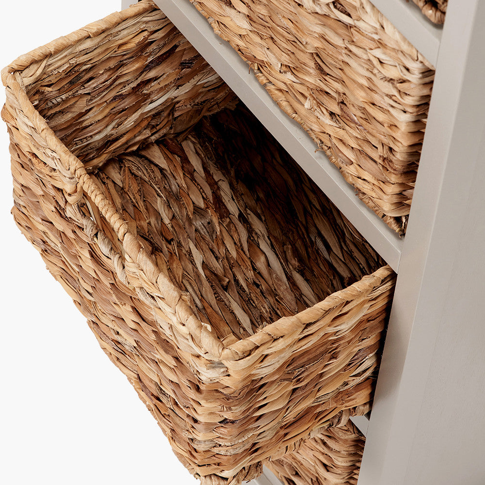 Devonshire Putty Pine Wood 1 Drawer 4 Basket Tall Unit