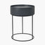 Hugo Dark Grey Wood Veneer and Black Metal Storage Table