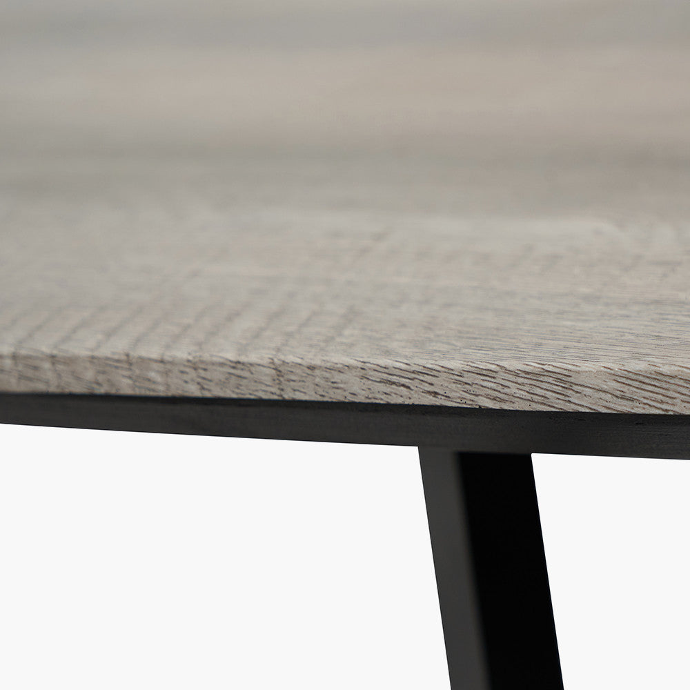 Ukiah Grey Oak Veneer and Black Metal Dining Table