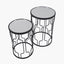 Caprisse S/2 Mirrored Glass and Graphite Metal Side Tables