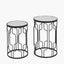 Caprisse S/2 Mirrored Glass and Graphite Metal Side Tables