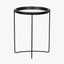 Voss Mirrored Glass and Black Wood Veneer Side Table
