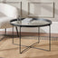 Voss Mirrored Glass and Black Wood Veneer Coffee Table
