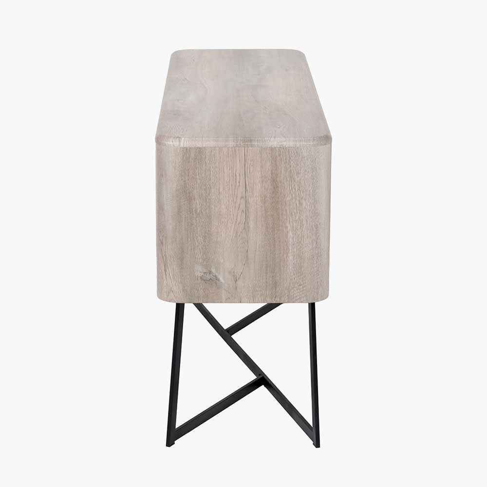 Ukiah Grey Oak Veneer and Black Metal Sideboard