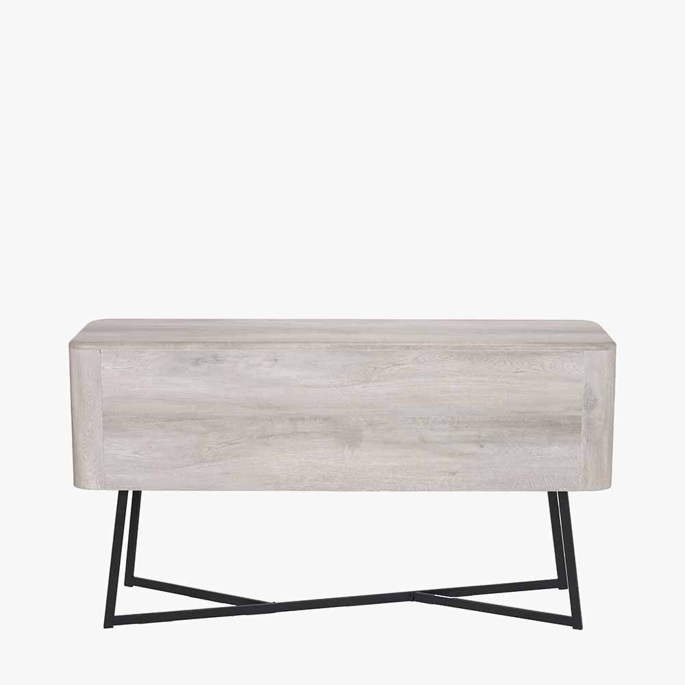 Ukiah Grey Oak Veneer and Black Metal Sideboard