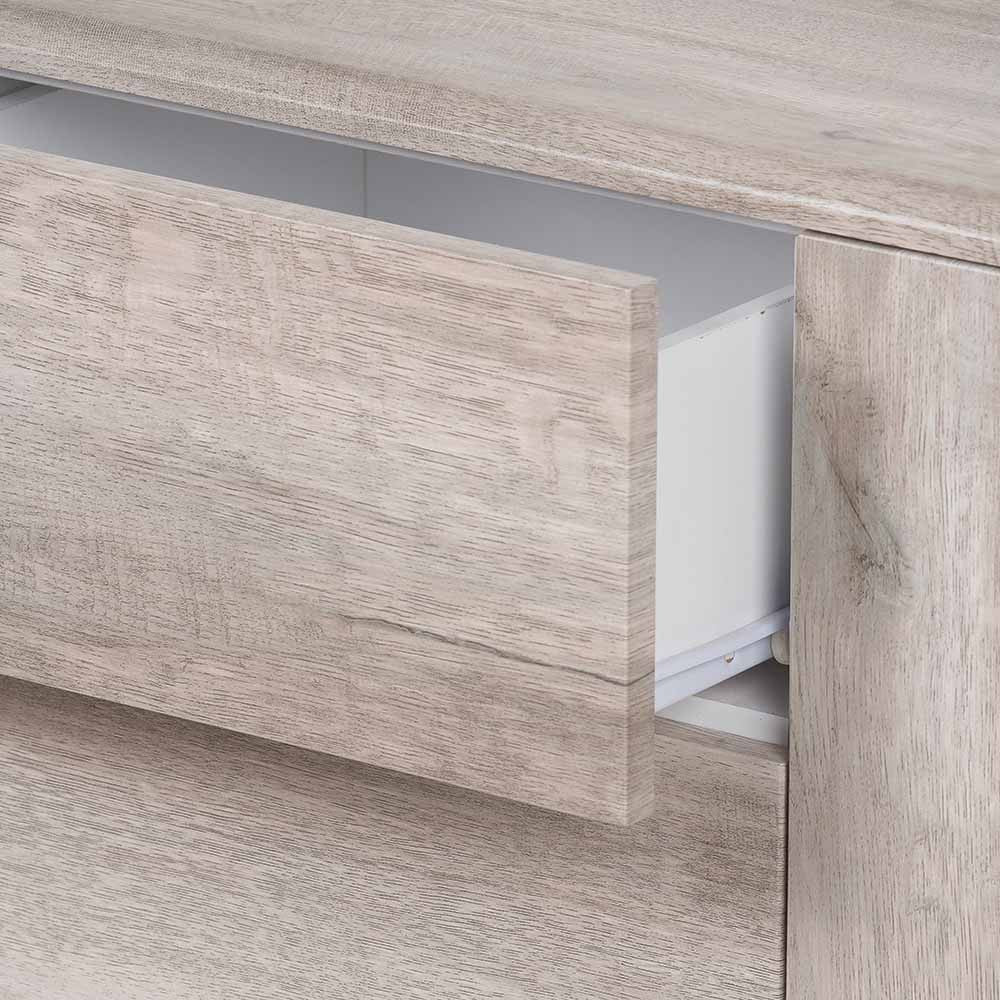 Ukiah Grey Oak Veneer and Black Metal Sideboard