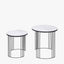 Atri S/2 White Marble Veneer and Black Metal Side Tables