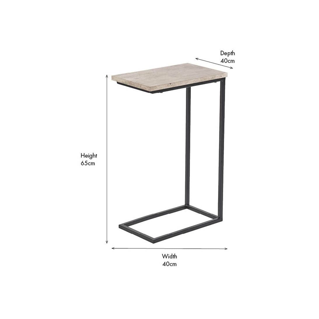 Soho Concrete Effect and Black Metal Supper Side Table
