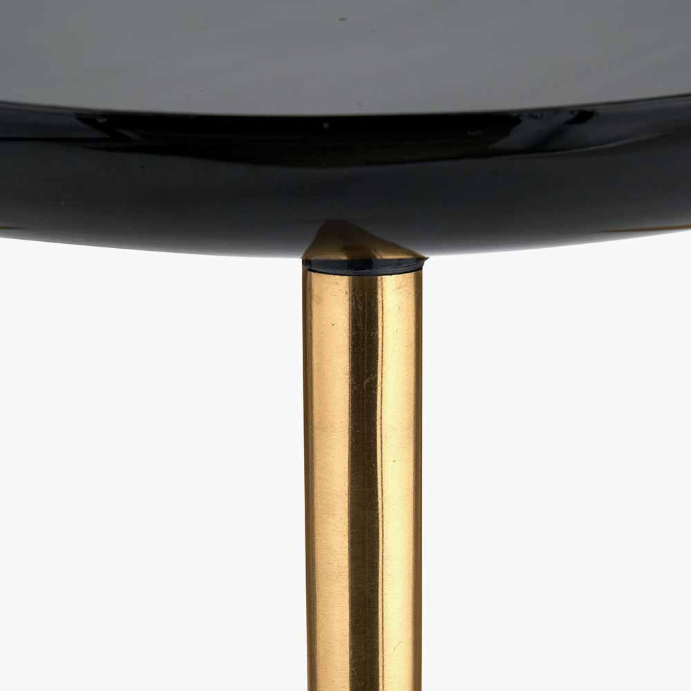 Seline Black Enamel and Gold Metal Side Table