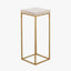 Madison Beige Granite and Burnished Gold Metal Tall Square Side Table