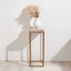 Madison Beige Granite and Burnished Gold Metal Tall Square Side Table
