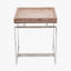 Evelyn Natural Antique Finish Mango Wood and Silver Metal Side Table