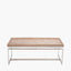 Evelyn Natural Antique Finish Mango Wood and Silver Metal Coffee Table