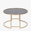 Veneziano Antique Gold Metal and Black Glass Coffee Table