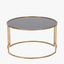 Veneziano Antique Gold Metal and Black Glass Coffee Table