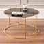 Veneziano Antique Gold Metal and Black Glass Coffee Table